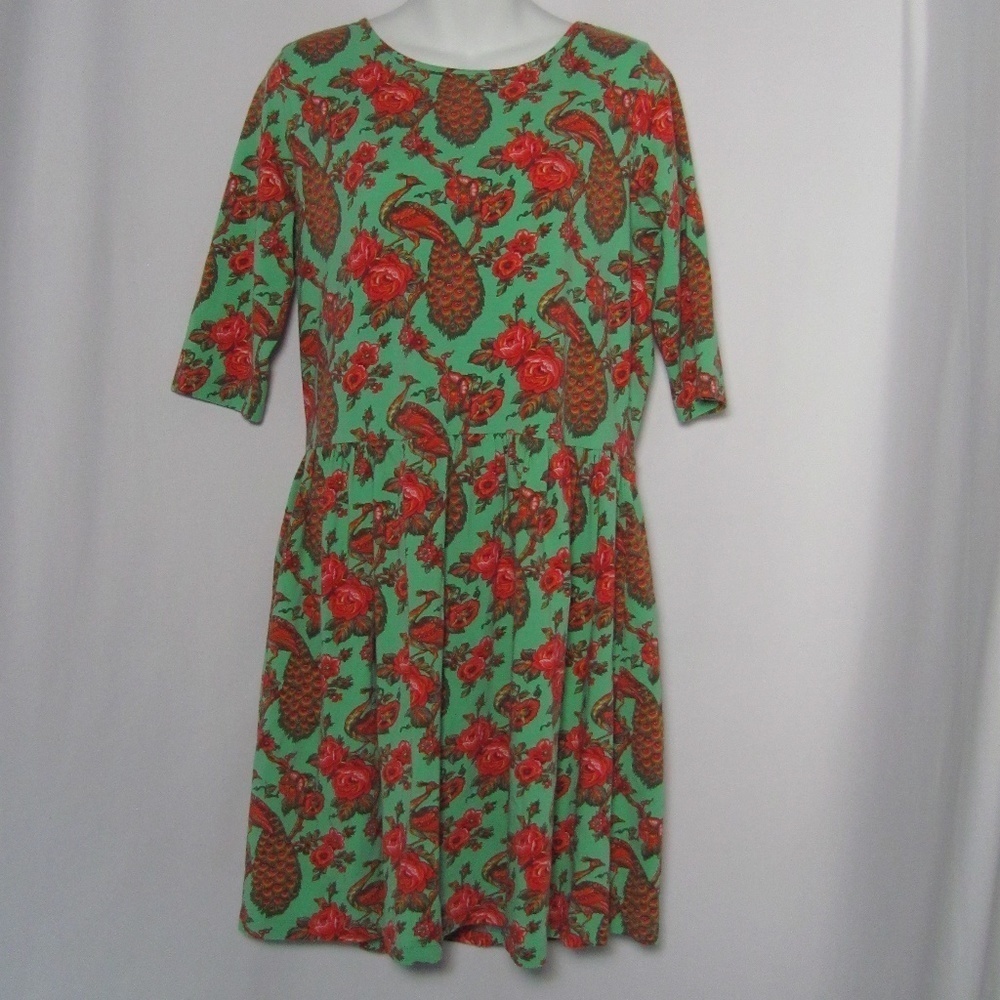 Asos Tall Green Peacock printed Dress Size US 14